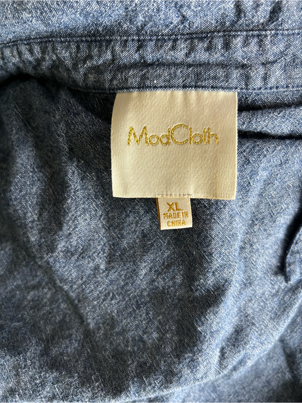ModCloth Blue Denim Long Sleeve Button Up Knee Length Dress Size XL - Picture 3 of 4